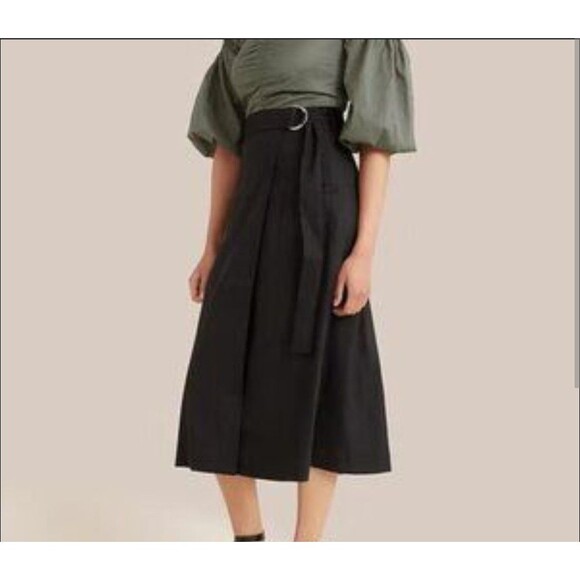 Modern Citizen Dresses & Skirts - Modern Citizen Women's Devon Belted Wrap Linen Skirt DP5 Black Medium